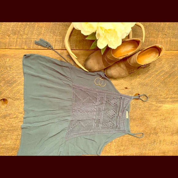 Blue Boho Tank with Tasels - Picture 1 of 5